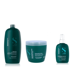 Kit Alfaparf Champú Delicado Reestructurante Semi Di Lino 1000ml, Mascarilla Reestructurante 500ml y Fluido Diario Anti Rotura125ml